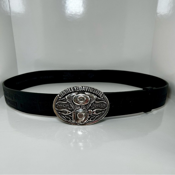 Harley-Davidson Other - ✨✨SOLD✨✨Harley-Davidson Men’s Black Leather Belt with Harley Silver Buckle
